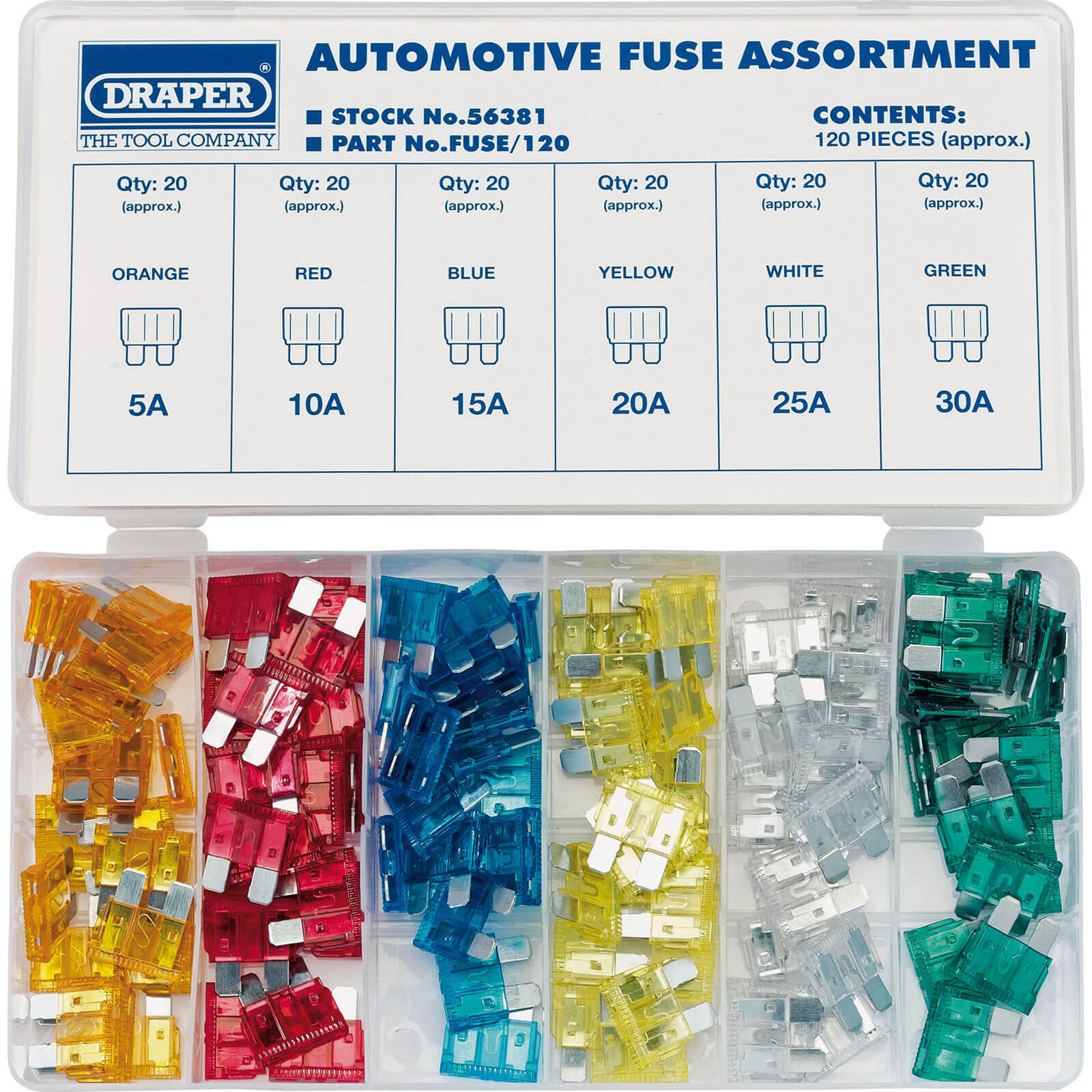 Draper 120 Piece Automotive Fuse Assortment